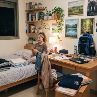 בתמונה: נערה לפני היום הראשון שלה בבית הספר. מקור: נוצר על ידי בינה מלאכותית