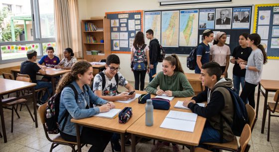 בני ובנות נוער בבית הספר. מקור: נוצר על ידי בינה מלאכותית