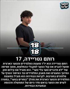 בתמונה: רותם גטריידה. מתוך: עמוד האינסטגרם ״הנוער של ישראל״. צילום: דוברות מועצת התלמידים והנוער