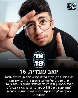 בתמונה: יואב עובדיה. מתוך: עמוד האינסטגרם ״הנוער של ישראל״. צילום: מיכה לובטון