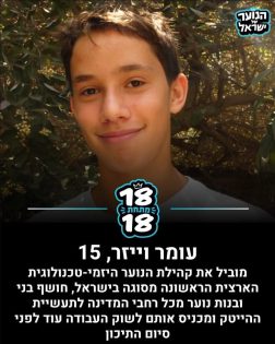 בתמונה: עומר וייזר. מתוך: עמוד האינסטגרם ״הנוער של ישראל״. צילום: באדיבות המצולמים